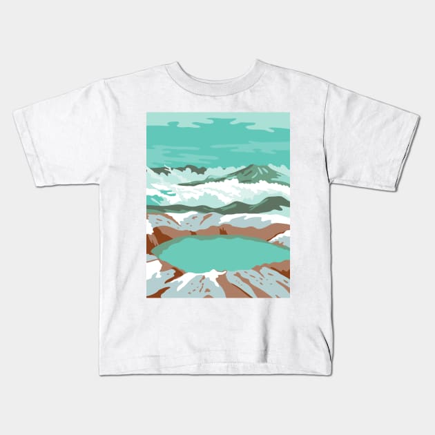 Katmai National Park and Preserve at Summit Crater Lake of Mount Katmai Alaska United States WPA Poster Art Color Kids T-Shirt by retrovectors